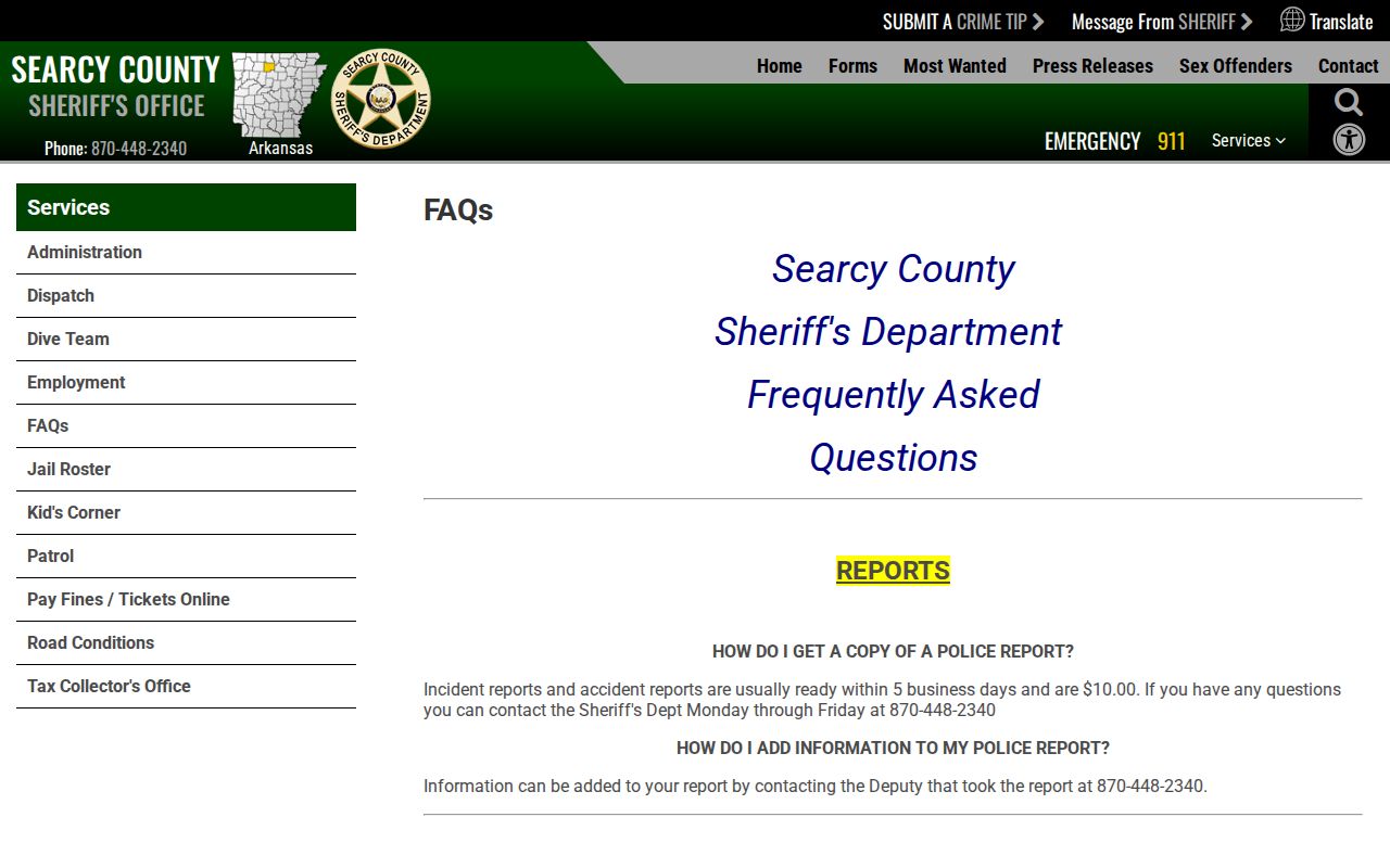 Searcy County bench warrant Sheriff resolution guidance