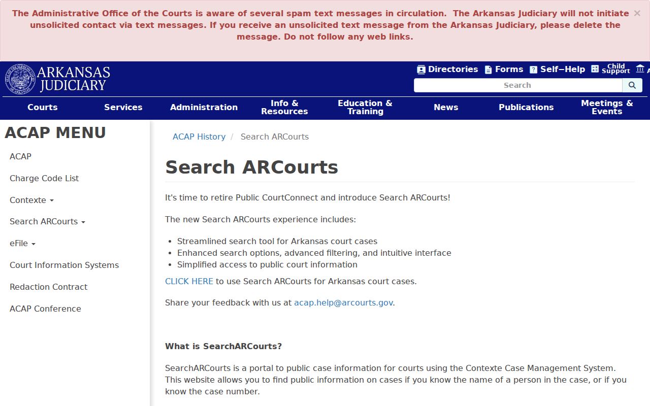 Searcy County warrant records access through Arkansas courts