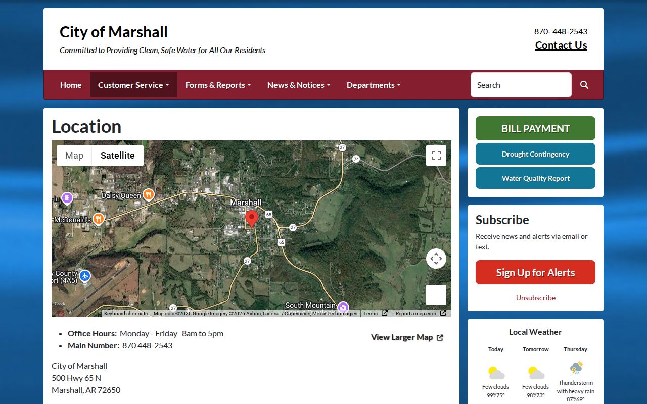 Searcy County municipal warrant Marshall city office
